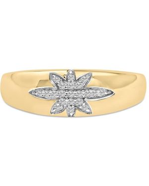 Haus of Brilliance 18K 1/10 Cttw Diamond Star Burst Inlay Ring - Natural