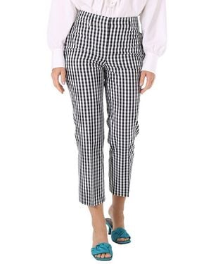 Burberry Ladies Gingham Cropped Pants, Brand Size 4 (Us - Blue