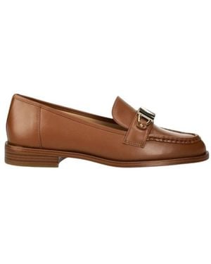 Michael Kors Tiegan Leather Logo Plaque Loafers, Brand Us - Brown