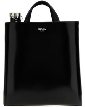 Prada Leather + Bottle Shopping Bag - Black