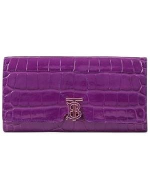 Burberry Embossed Leather Continental Wallet - Purple