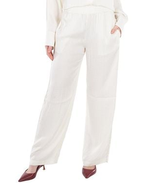 Victoria Beckham Monogram-Jacquard Wide-Leg Pants - White
