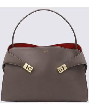 Ferragamo Calf Leather Hug M Top Handle Bag - Brown