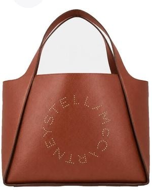 Stella McCartney Perforated Logo Leather Tote Bag - Brown