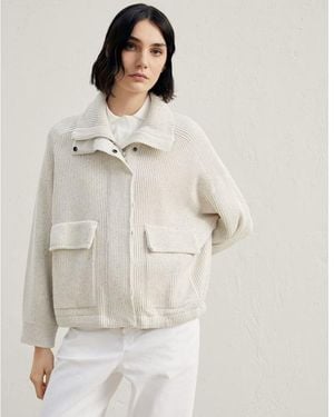 Brunello Cucinelli Off Relaxed Cotton Jacket, Size Medium - Grey