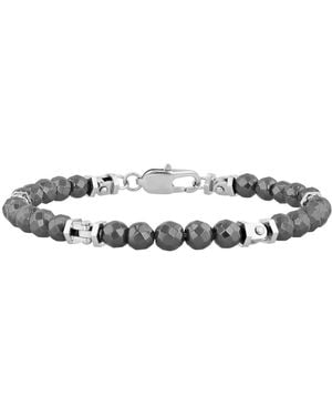 Robert Alton Stainless Steel Smooth Geometric Hematite Bead Bracelet - Metallic