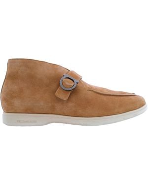Ferragamo Gancini Buckle Desert Boots - Blue