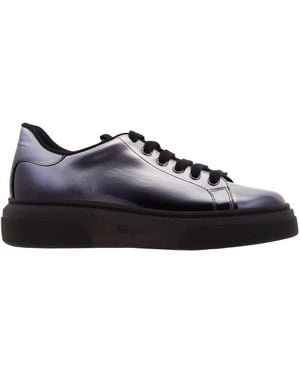Ferragamo Cassandra Low-Top Leather Trainers - Black