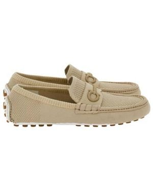 Ferragamo Denison Gancini Driver Loafers - Natural
