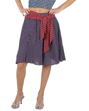 KENZO Ladies Panelled Geometric-Print Flared Skirt, Brand Size 40 (Us - Purple