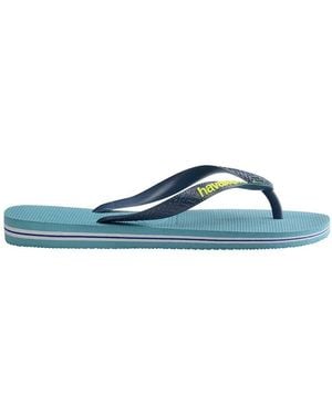 Havaianas Nautical Brasil Logo Flip Flops, Brand Size 35/36 Us - Blue