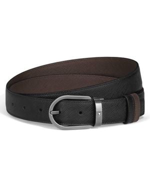 Montblanc Sartorial Leather Horseshoe 30 Mm Reversible Belt - Brown
