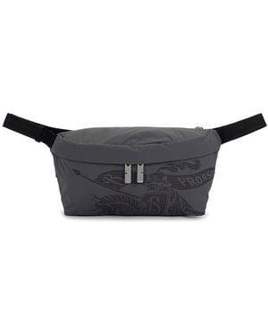 Burberry Logo-Printed Windbreaker Belt Bag - Black