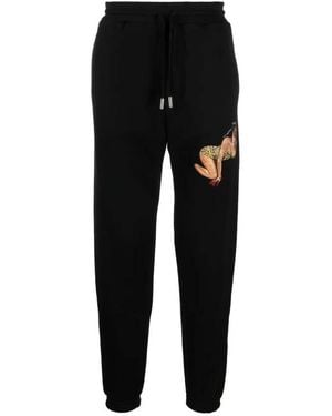 Roberto Cavalli Printed Cotton Track Pants - Black