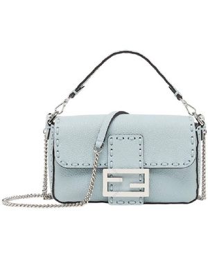 Fendi Iconic Front Flap Baguette Bag - Blue