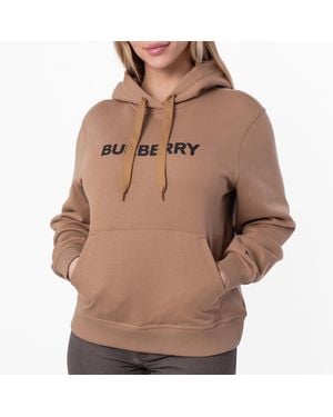 Burberry Cotton Logo Relaxed-Fit Hoodie - Brown