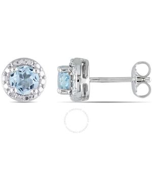 Amour Topaz Halo Stud Earrings - Metallic