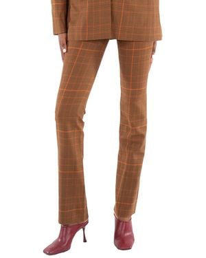 Stella McCartney Ladies Prince-Of-Wales Slim-Cut Pants - Brown