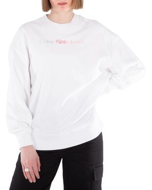 Calvin Klein Diffused Logo Crewneck Sweatshirt - White