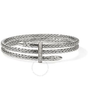 John Hardy Spear Triple Flex Cuff, Sterling, Diamonds, 4Mm - White