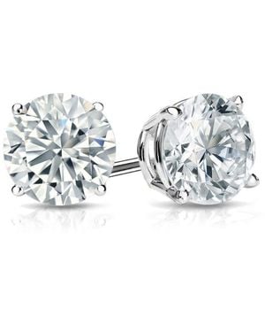 Brilliant Diamond 1 1/2 Carat Round Lab Grown Diamond Stud Earrings - Metallic