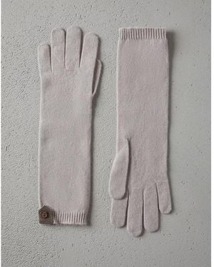 Brunello Cucinelli Pale Long Knit Gloves, Size Large - Gray