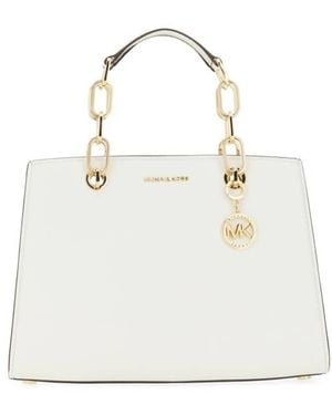 Michael Kors Medium Cynthia Leather Satchel - White
