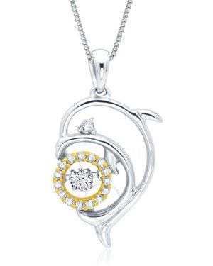 DiamondMuse Diamond Muse 0.16 Cttw 14Ktdiamond Accent Dolphin Pendant Necklace For - Metallic