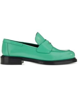 Ferragamo Penny Strap Leather Loafers - Green
