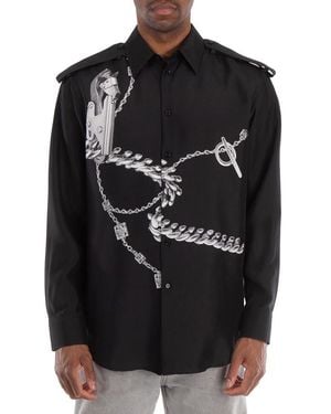 Burberry Knight Hardware Print Silk Shirt - Black