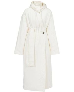 Ferragamo Belted Padded Wrap Coat, Brand Size 46 Us - White