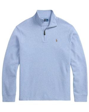 Polo Ralph Lauren Quarter-Zip Cotton Pullover - Blue
