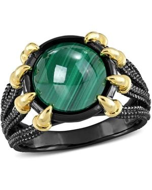 Amour 6 Ct Tgw Malachite Fashion Ring Rhodium Plated - Green