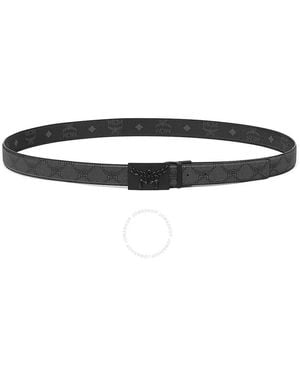 MCM Himmel Brass Plate Reversible Monogram Belt - Black