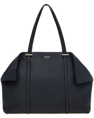 Ferragamo Folded Xl Leather Tote Bag - Black