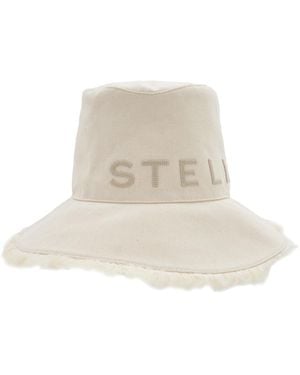 Stella McCartney Logo Embroidered Cotton Bucket Hat - White