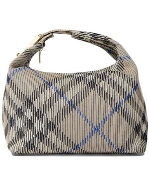 Burberry Checked Zipped Medium Tote Bag - Metallic