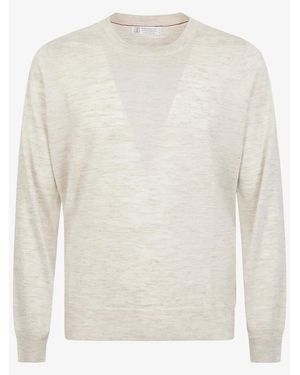 Brunello Cucinelli Light Silk Linen Jumper, Brand Size 48 (Us - White
