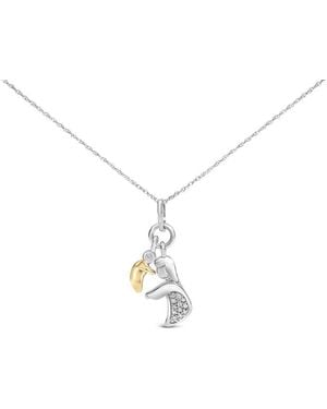 Haus of Brilliance 14K Plated Sterling Diamond Accent Mom And Child Pendant Necklace - Metallic