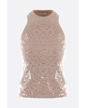 Brunello Cucinelli Light Sequin Tank Shirt, Size Small - Brown