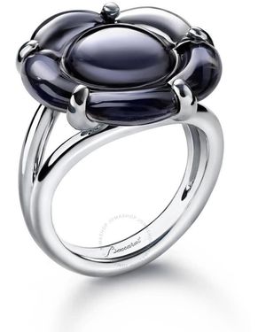 Baccarat 's B Flower Silver Crystal Ring 280649 - Blue