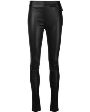 Roberto Cavalli Skinny-Fit Biker Leather Leggings, Brand Size 40 Us - Black