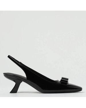 Ferragamo Anz Patent Bow Slingback Court Shoes - Black