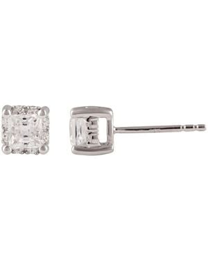 DiamondMuse Diamond Muse 1.00 Cttw 14Kt Princess Cut Diamond Stud Earrings For - Metallic