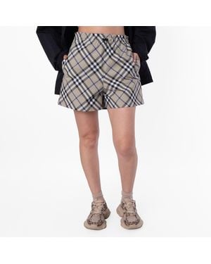 Burberry Equestrian Knight Check Cotton Shorts, Brand Size 2 Us - Gray