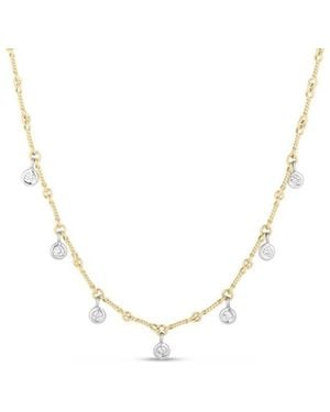 Roberto Coin 18K Diamonds By The Inch Dangling Dogbone Necklace - Metallic
