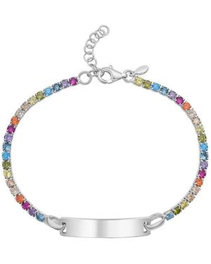 Tresorra Sterling Cz Id Bracelet - Metallic
