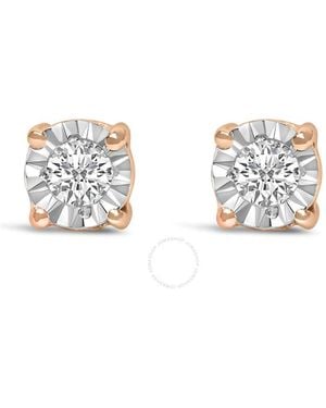 Haus of Brilliance 10k Rose Gold Plated .925 Sterling Silver 1/10 Cttw Round-cut Lab Grown Diamond Stud Earrings - Metallic