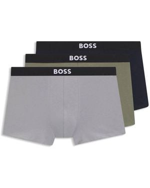 BOSS 3-Pack Logo Waistbands Stretch-Cotton Trunks - Gray