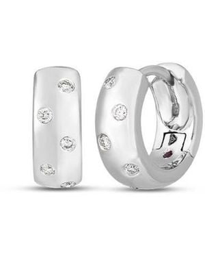 Roberto Coin huggie Hoop Earring With Diamonds - White